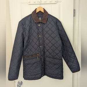 Navy Barn Chore Coat Jacket Brown Corduroy Collar Size Medium